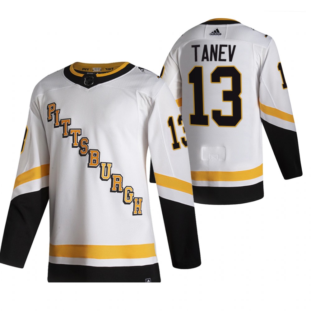 2021 Adidias Pittsburgh Penguins #13 Brandon Tanev White Men Reverse Retro Alternate NHL Jersey